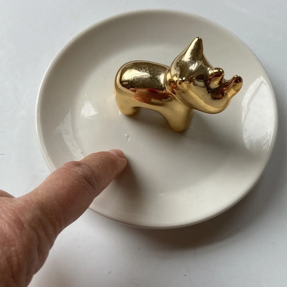 Isaac Jacobs Rhinoceros ceramic plate ring holder trinkets jewelry holder